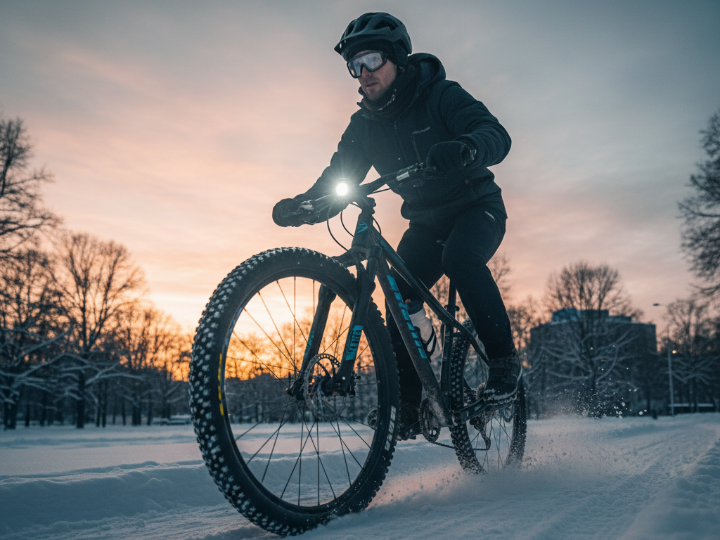 Зимнее катание на велосипеде